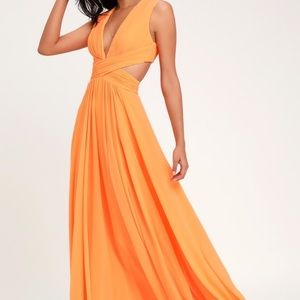 Lulus Vivid Imagination Orange Cutout Maxi Dress